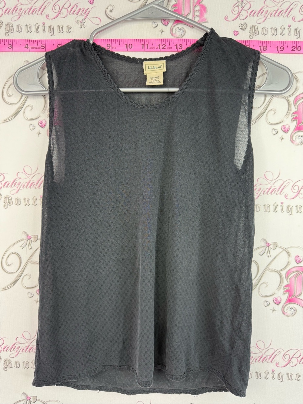 L.L. Bean silk shirt tank Women’s Sleeveless Black Textured Tank Top
